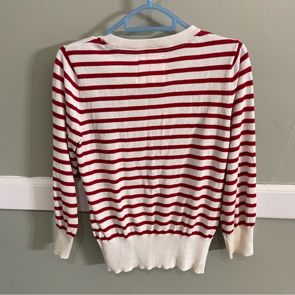 US Polo Assn- Vintage Red and White Striped Cardigan. Size Medium. - Picture 2 of 8